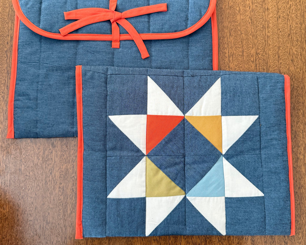 Chambray Quilted Sawtooth Star Laptop Case 13"-14"