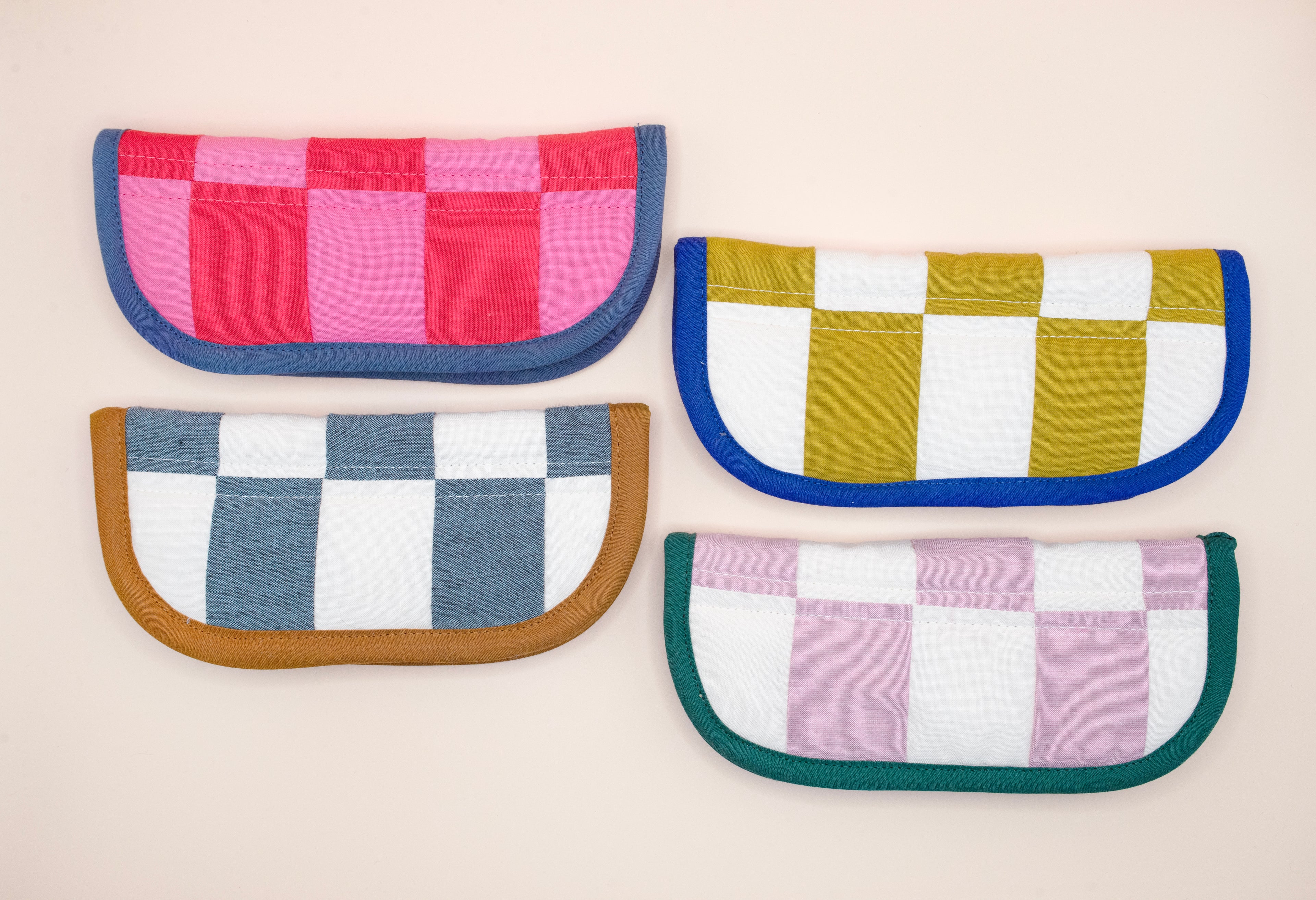Turmeric & Ivory Quilted Check Soft Glasses Case