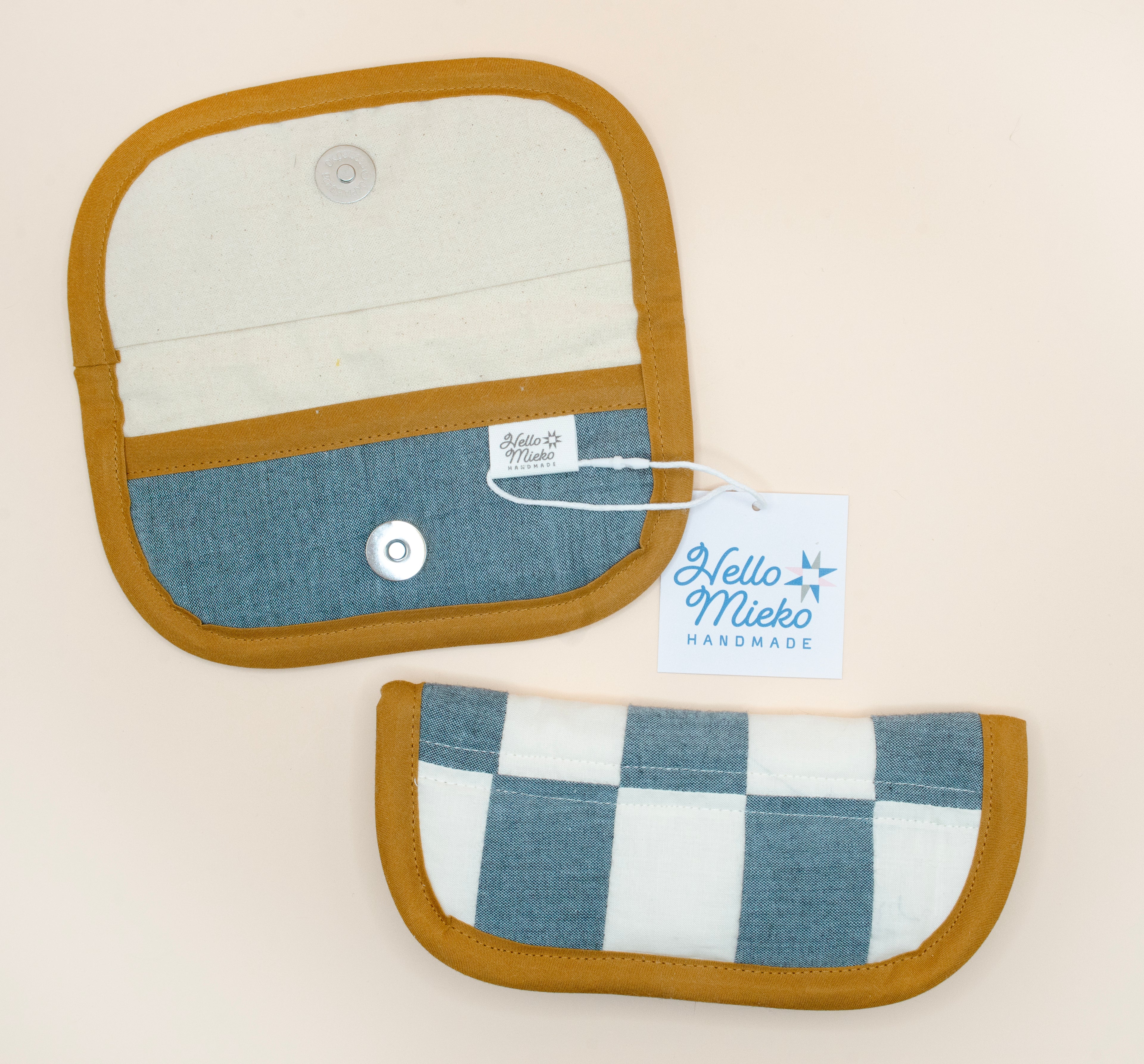 Chambray & Ivory Quilted Check Soft Glasses Case