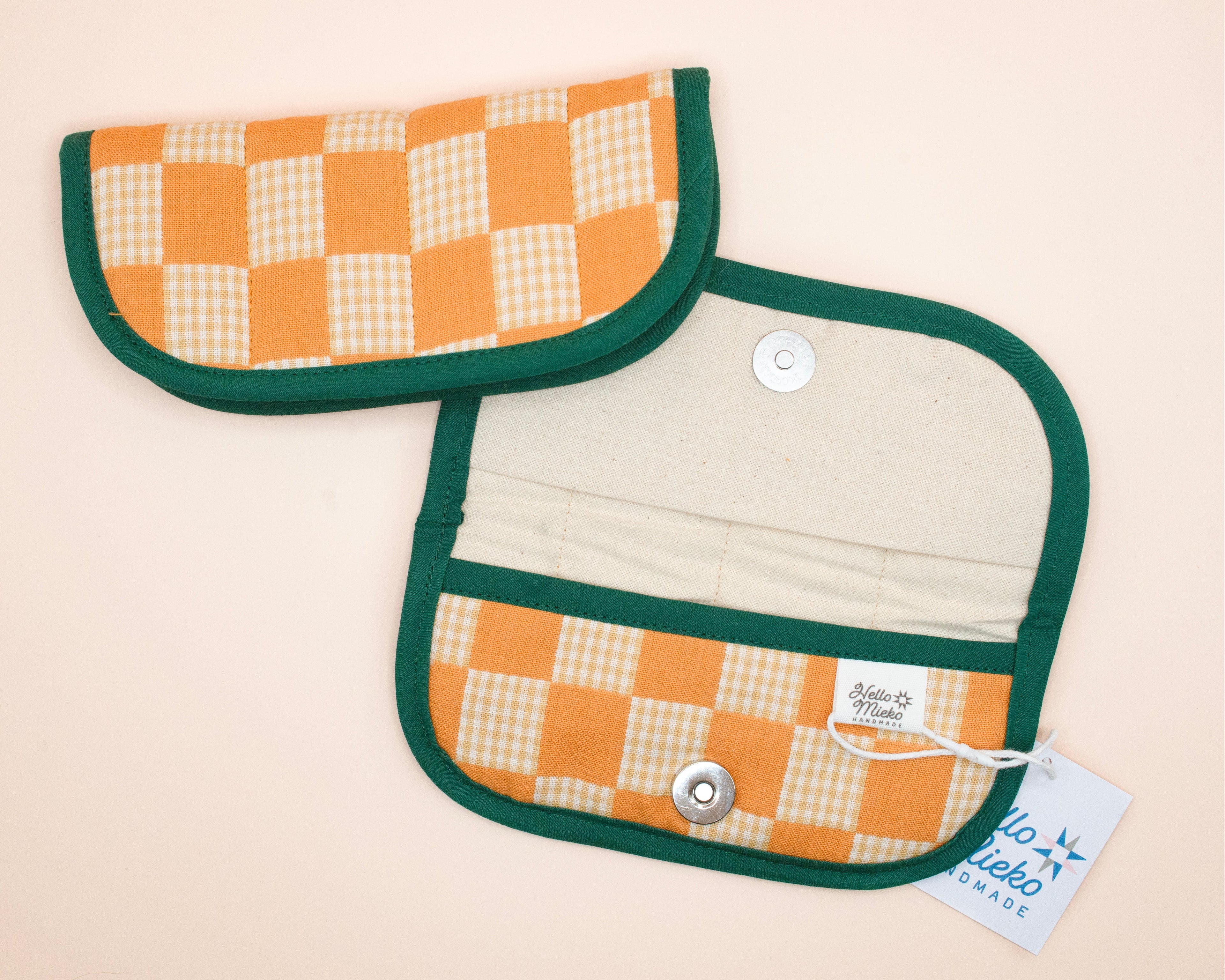 Marigold & Ivory Gingham Check Quilted Soft Glasses Case