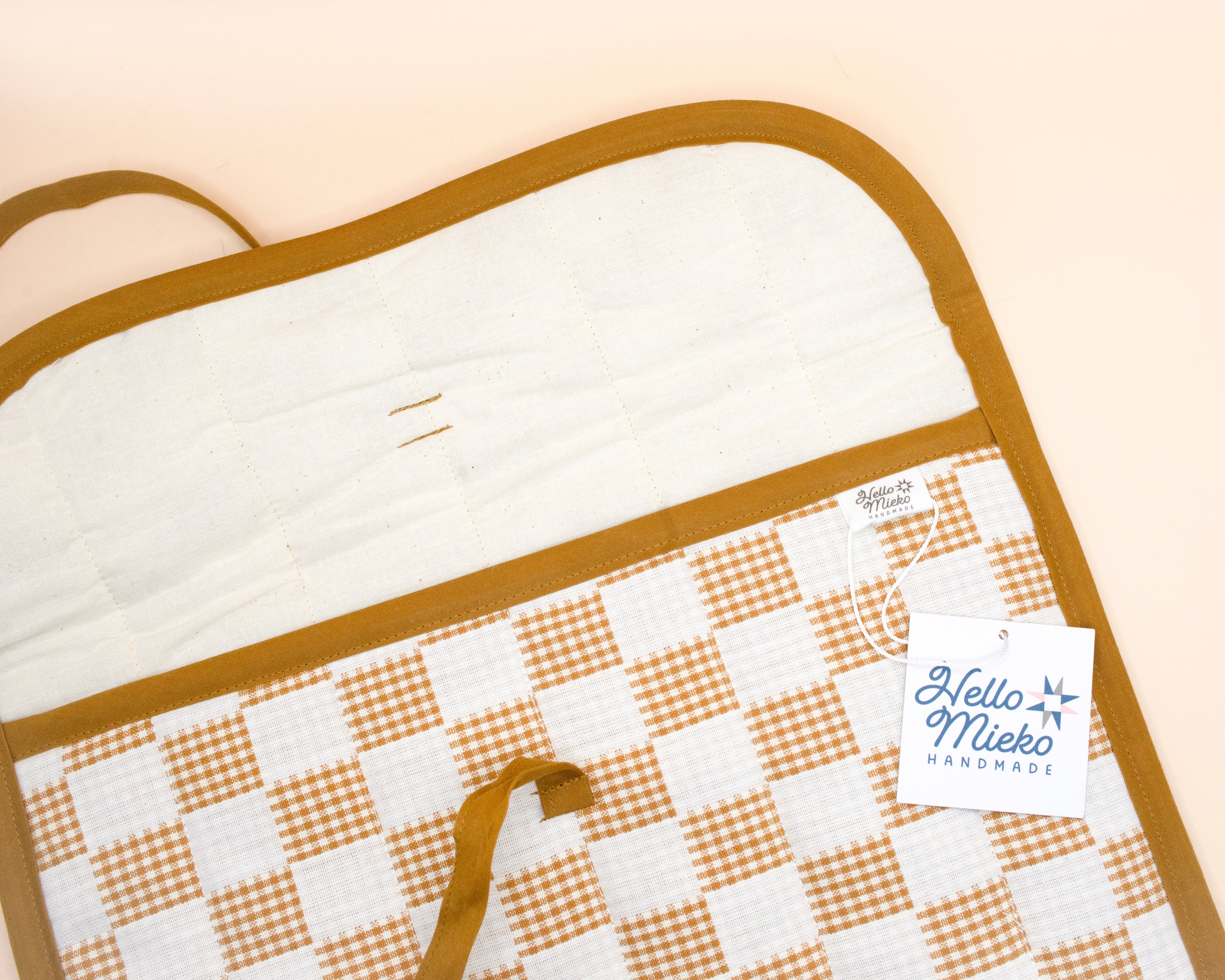 Caramel & Ivory Gingham Check Quilted Laptop Case 13"-14"
