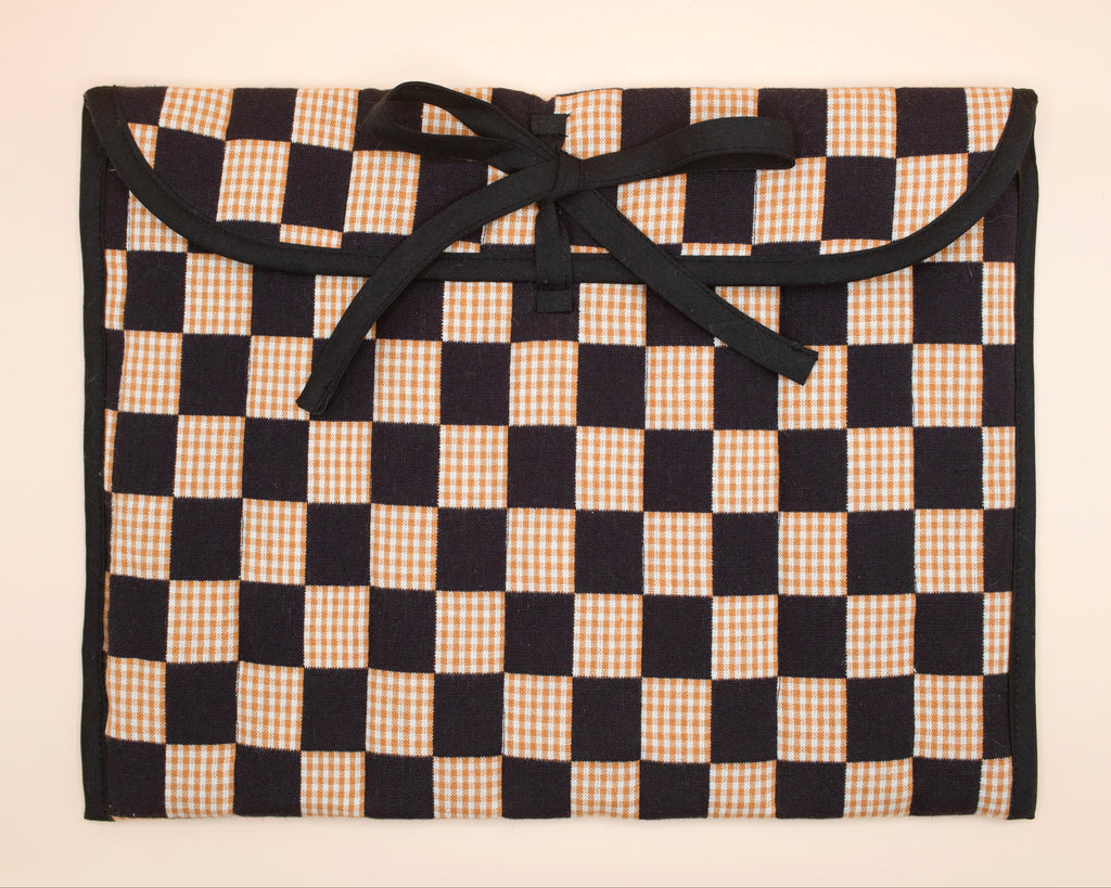 Black & Ivory Gingham Checkmate Quilted Laptop Case 13"-14"