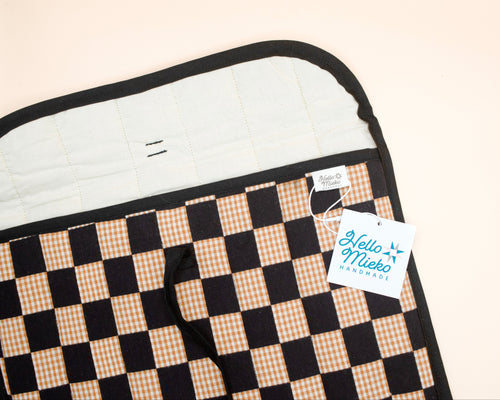 Black & Ivory Gingham Checkmate Quilted Laptop Case 13"-14"