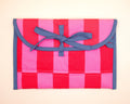 Pink & Red Quilted Check Wide Stash Case