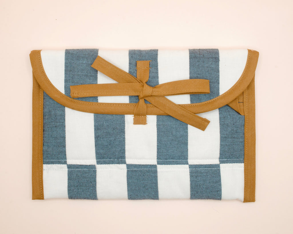 Chambray & Ivory Quilted Check Wide Stash Case