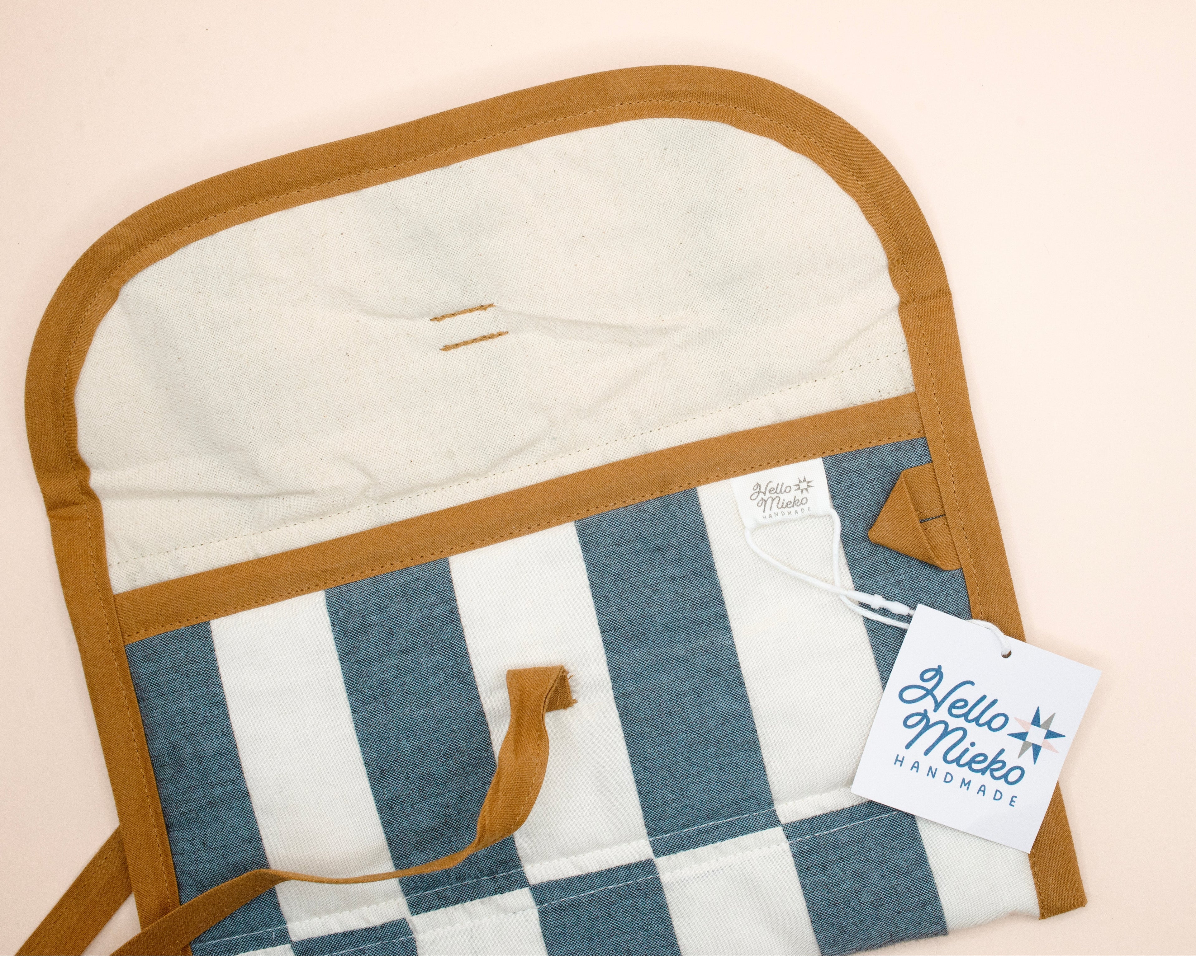 Chambray & Ivory Quilted Check Wide Stash Case