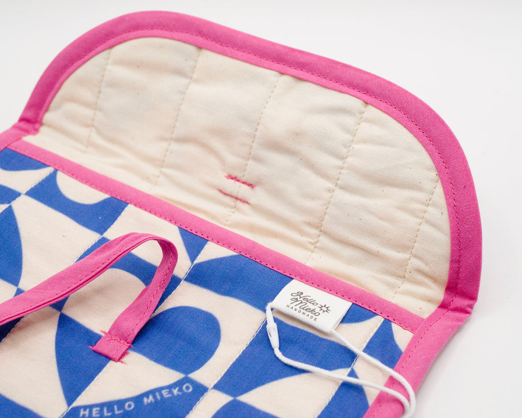Heart Check Quilted Stash Case