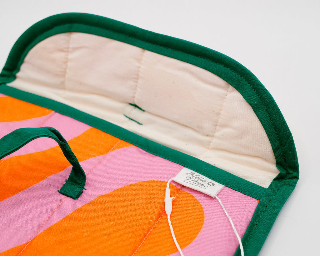Pink & Orange Groove Quilted Stash Case