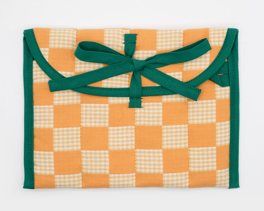 Marigold & Ivory Gingham Check Quilted Stash Case