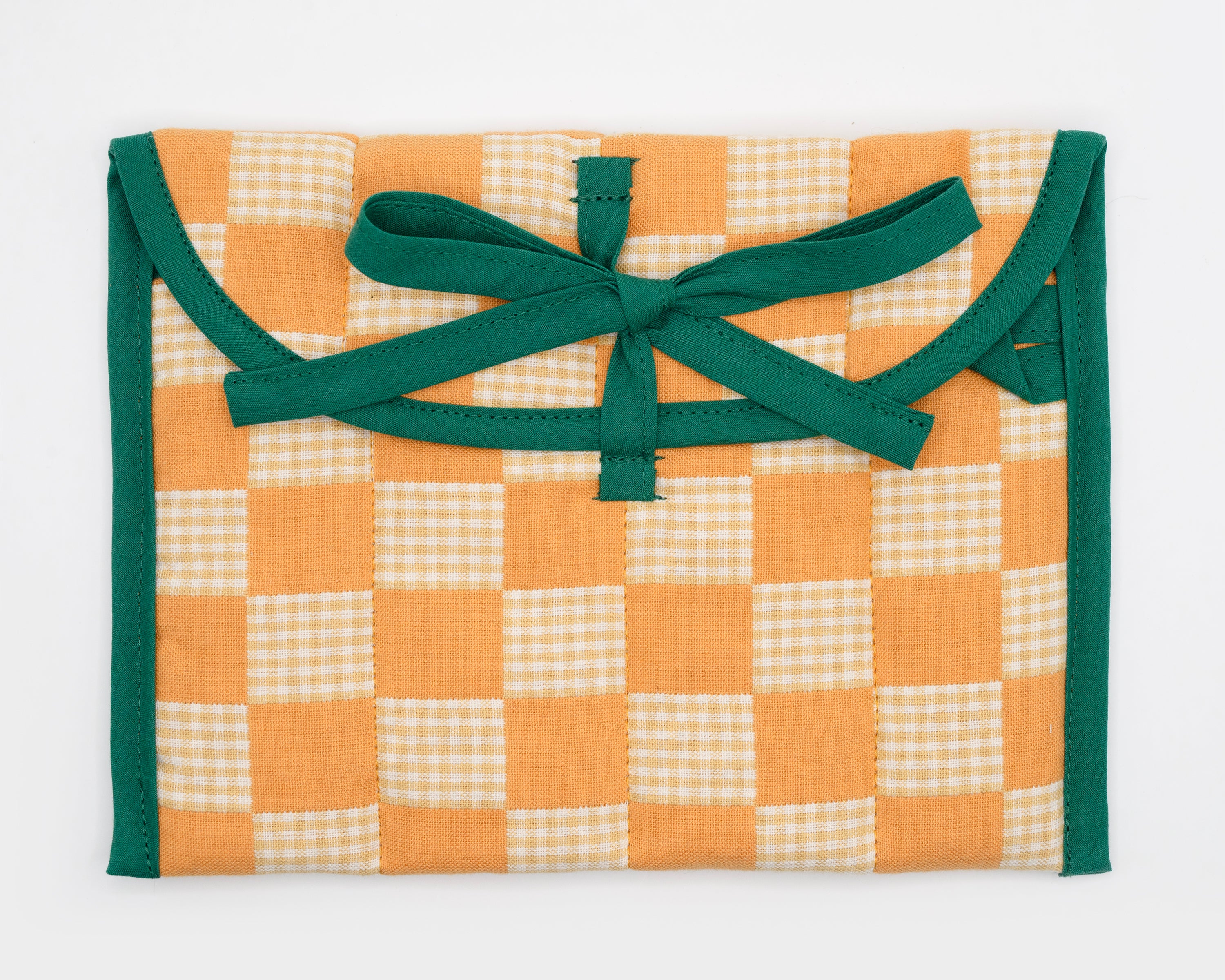 Marigold & Ivory Gingham Check Quilted Stash Case