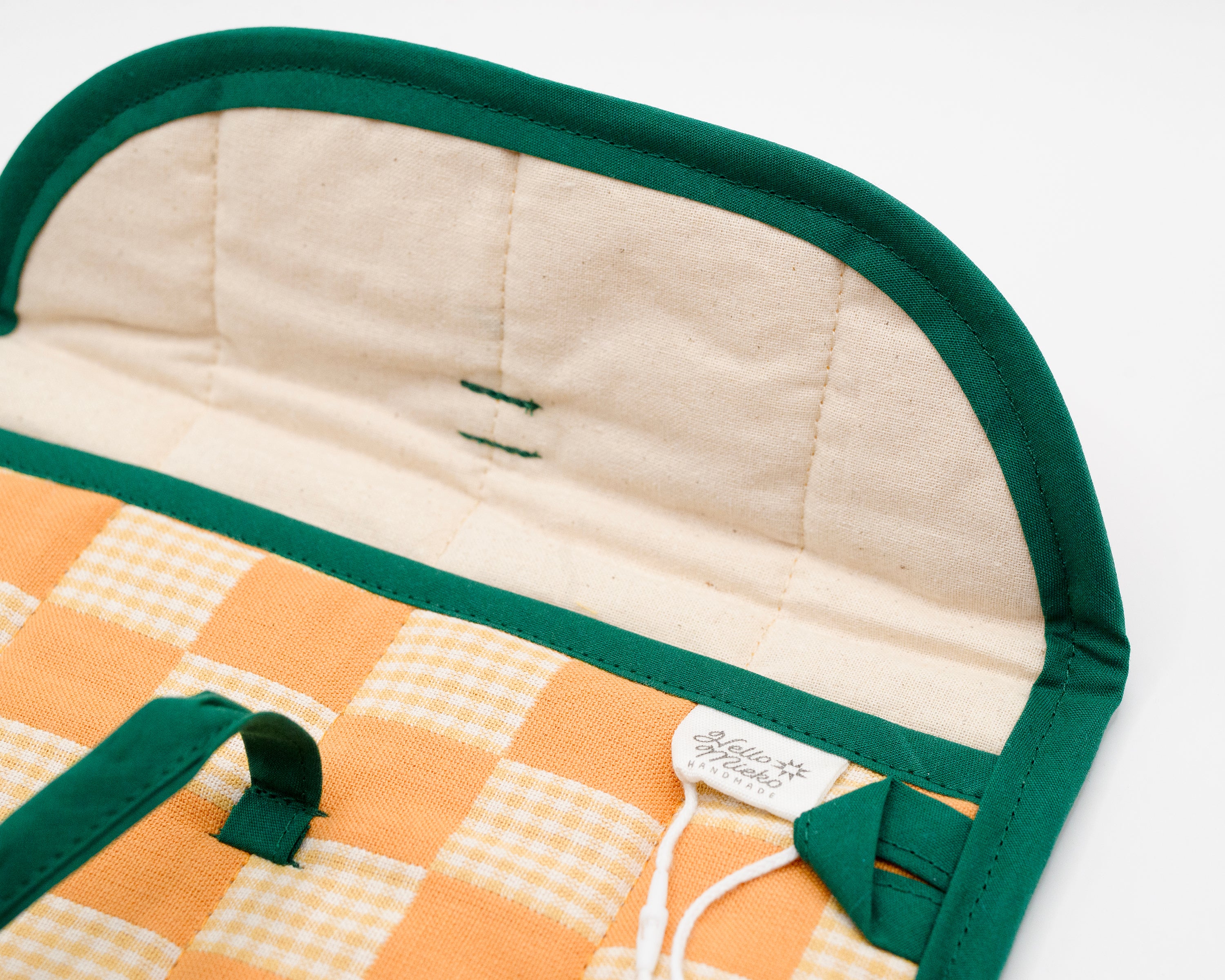 Marigold & Ivory Gingham Check Quilted Stash Case