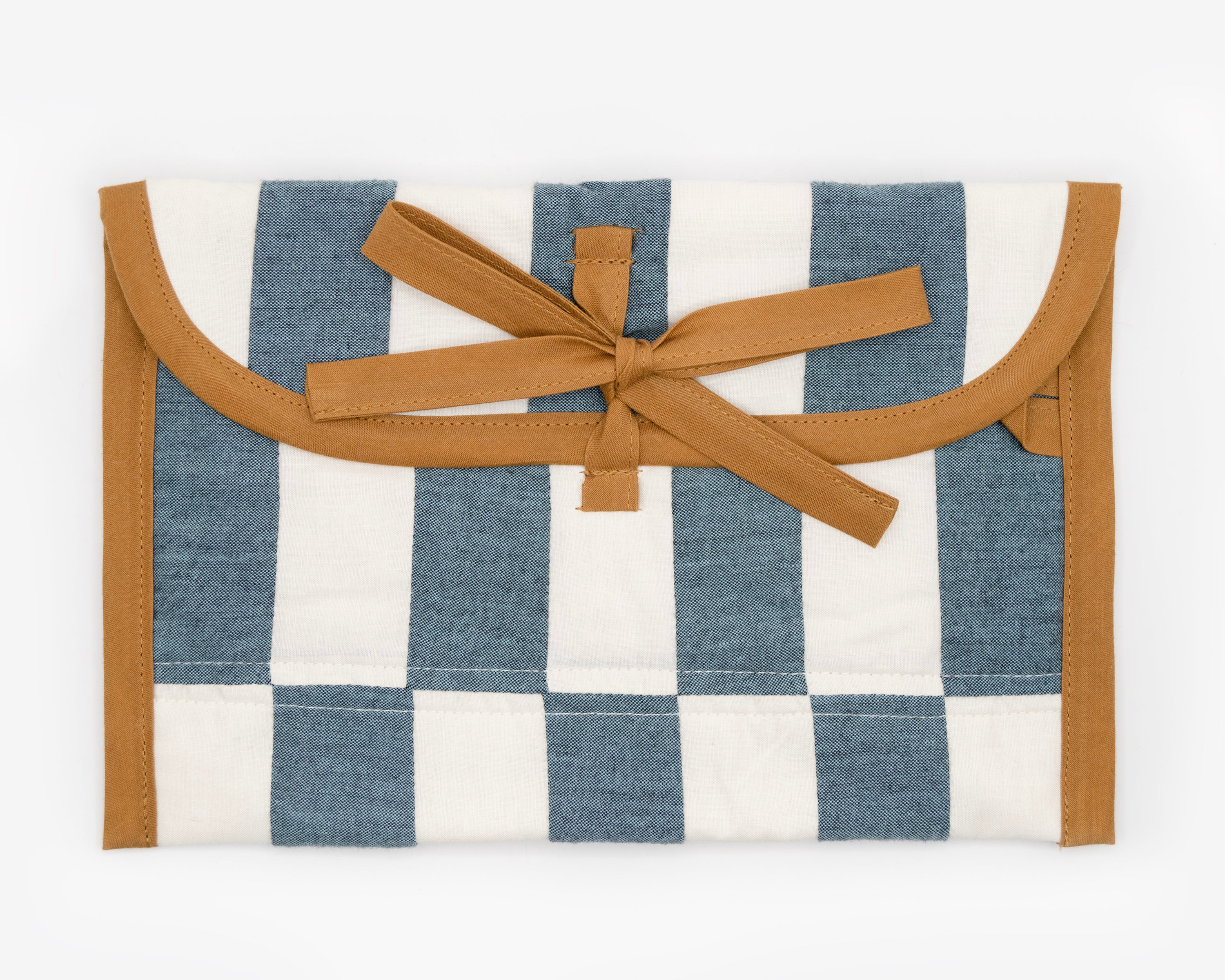 Chambray & Ivory Quilted Check Wide Stash Case