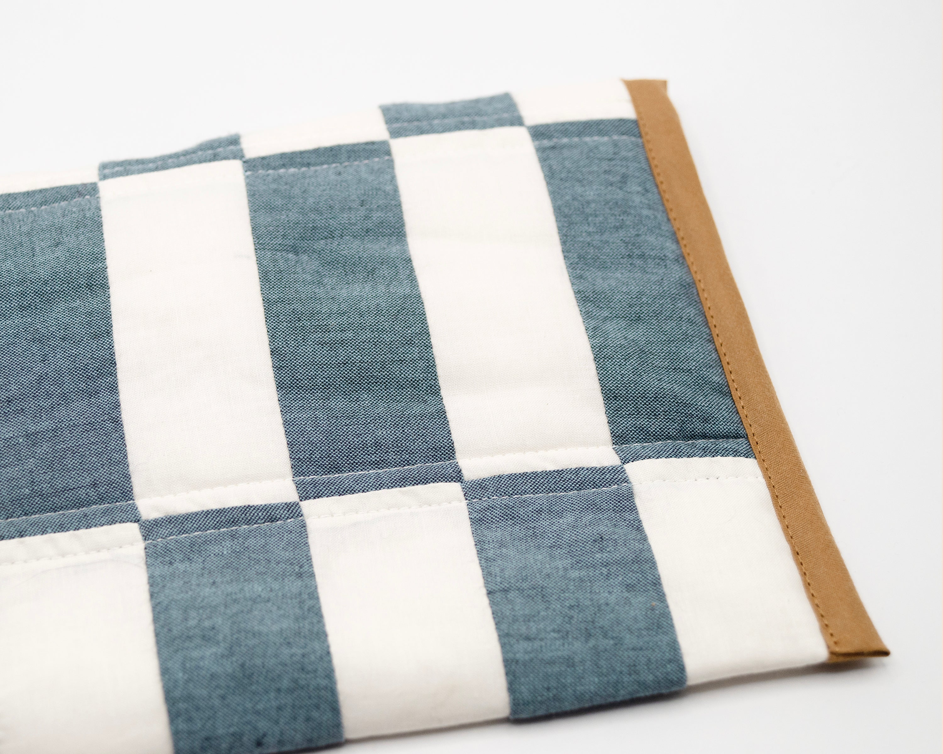 Chambray & Ivory Quilted Check Wide Stash Case
