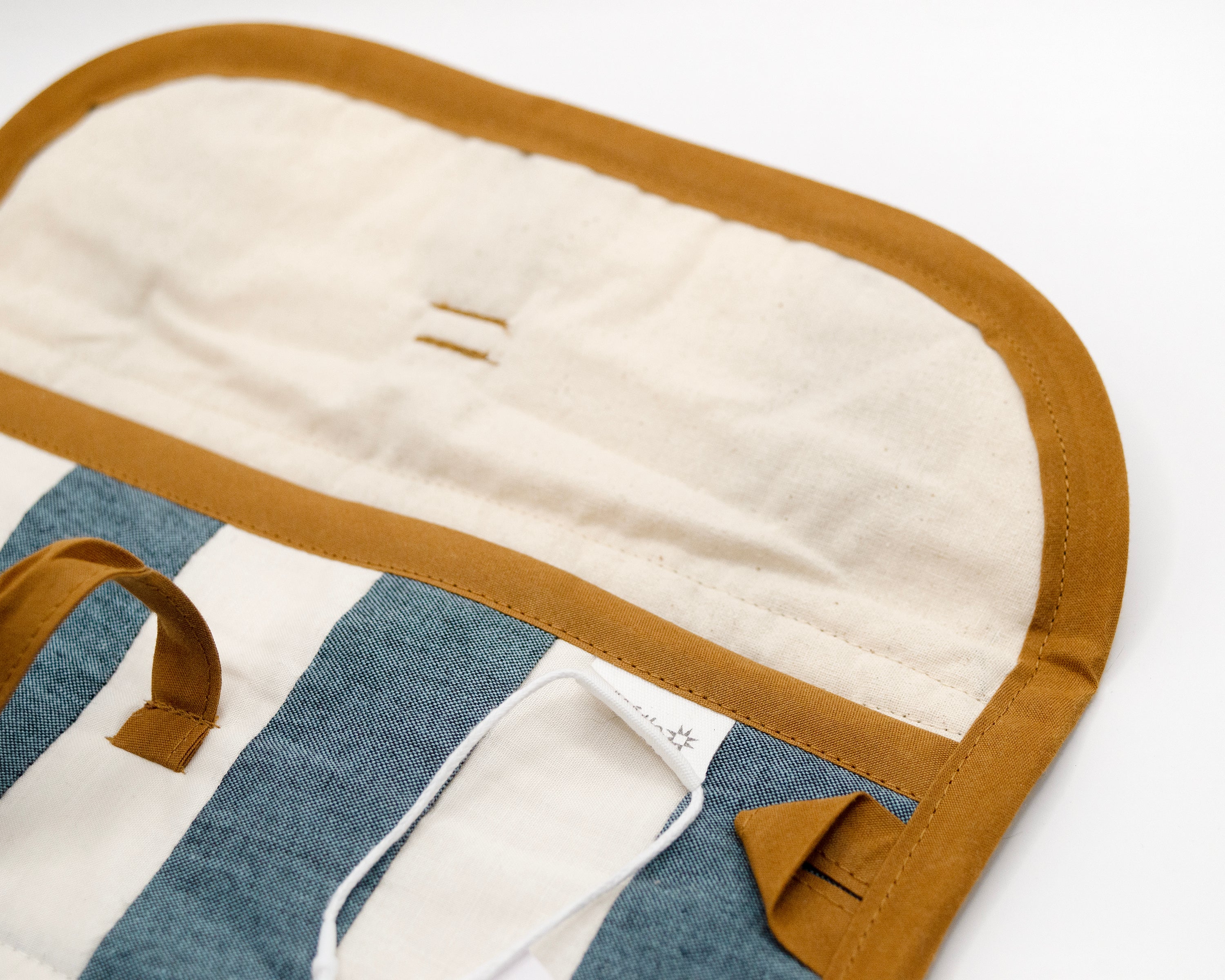 Chambray & Ivory Quilted Check Wide Stash Case