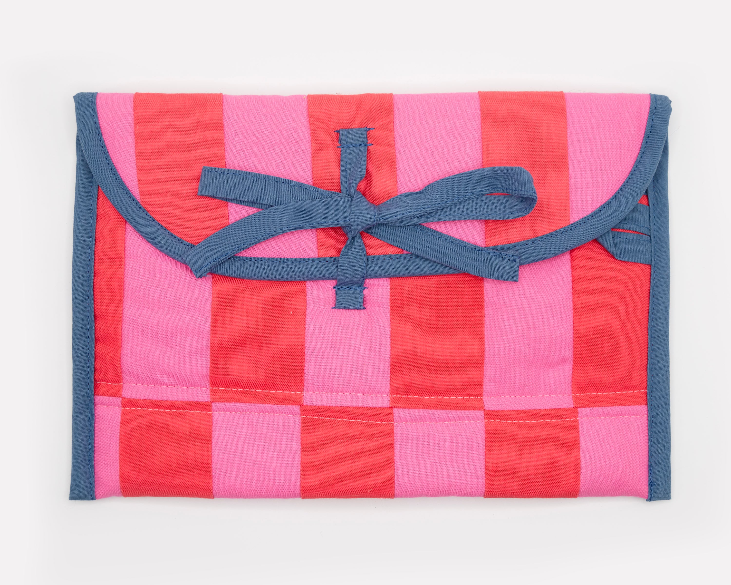 Pink & Red Quilted Check Wide Stash Case