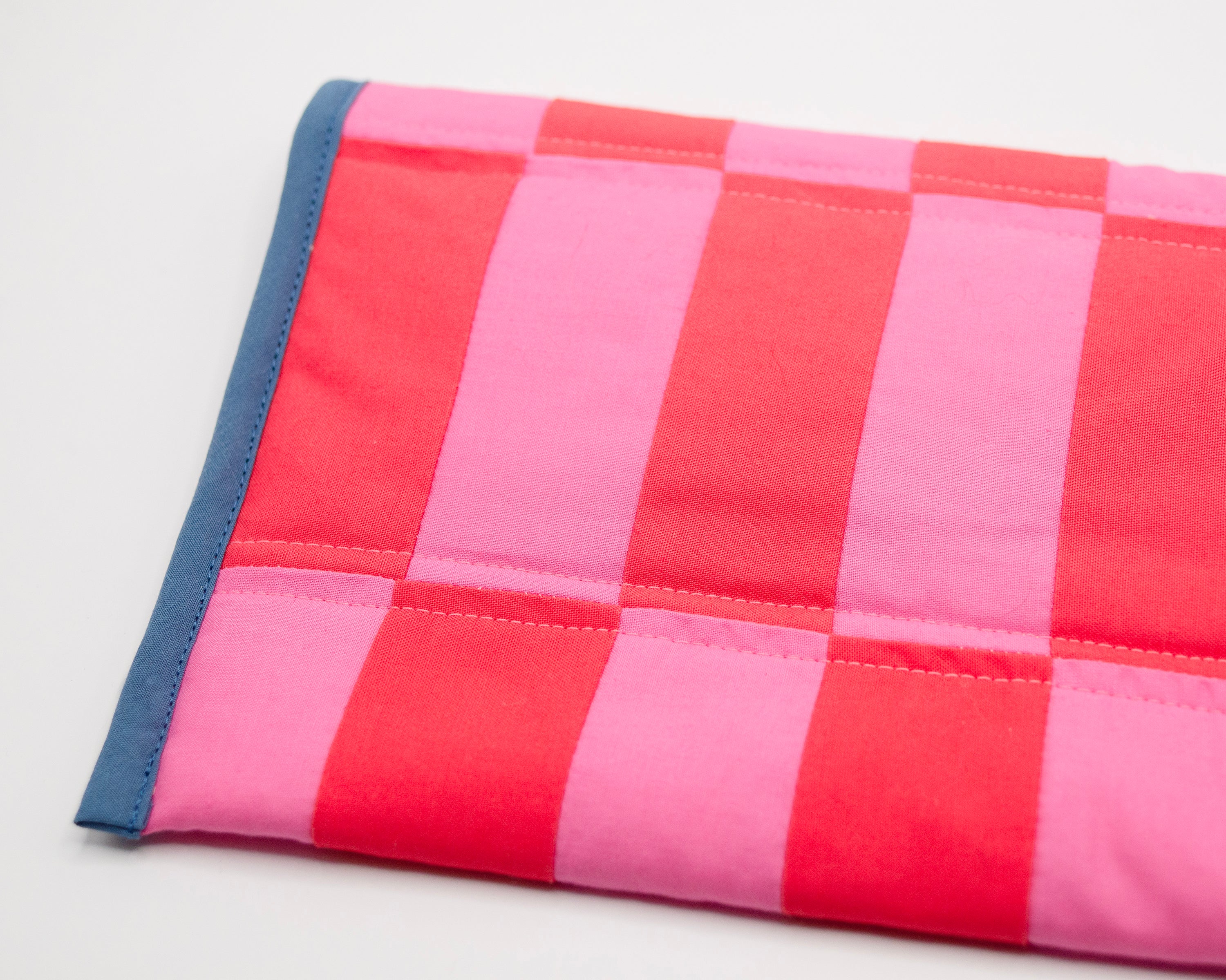 Pink & Red Quilted Check Wide Stash Case