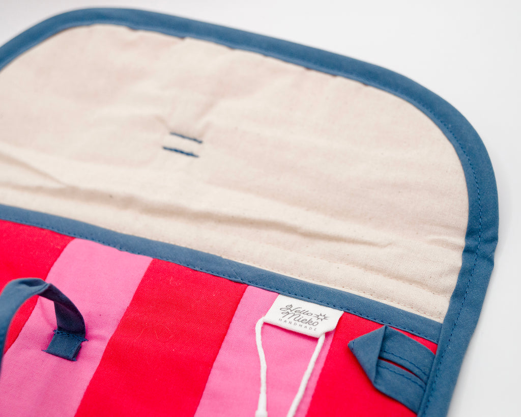 Pink & Red Quilted Check Wide Stash Case