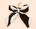 Black & Ivory Groove Puffy Bow Keychain & Bag Charm