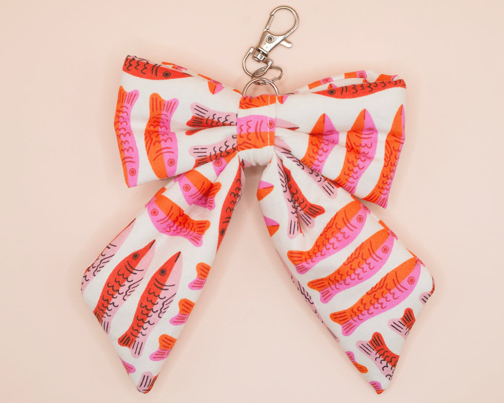 Pink Fish Puffy Bow Keychain & Bag Charm