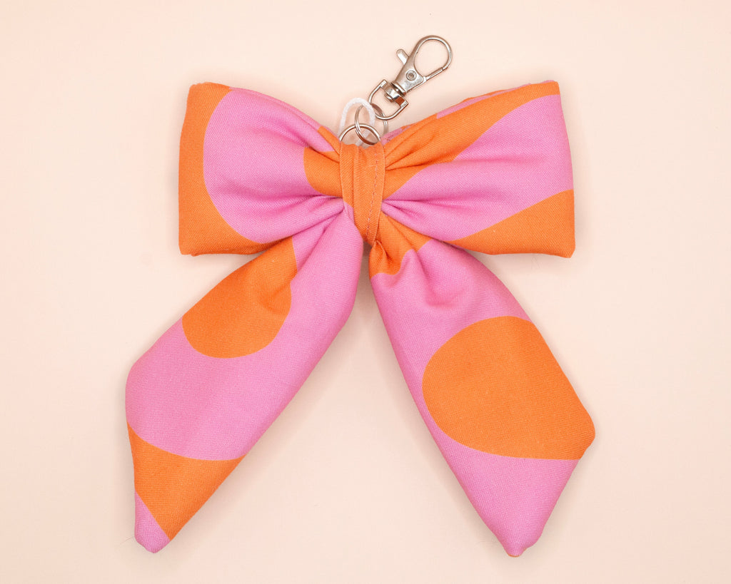 Pink & Orange Groove Puffy Bow Keychain & Bag Charm